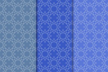 Geometrik süsler kümesi. Web, Tekstil ve duvar kağıtları için mavi dikey Dikişsiz desen