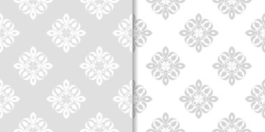 Işık gri çiçek arka planlar. Tekstil ve duvar kağıtları için dikişsiz desen seti