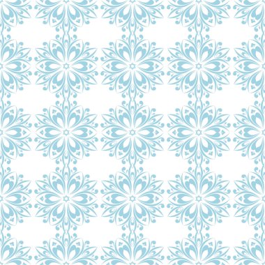 Hafif mavi ve beyaz çiçek süsleme. Tekstil ve duvar kağıtları için seamless modeli