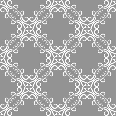 Tekstil, kumaş veya duvar kağıtları için soyut seamless modeli. Gri ve beyaz arka plan