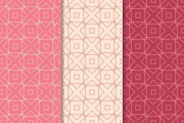 Web, Tekstil ve duvar kağıtları için dikey Dikişsiz desen kiraz kırmızı geometrik dizi