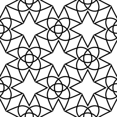 Siyah ve beyaz geometrik süsleme. Web, Tekstil ve duvar kağıtları için seamless modeli