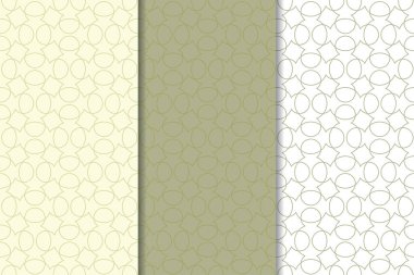 Zeytin yeşili ve beyaz geometrik süsler. Web, Tekstil ve duvar kağıtları için dikey Dikişsiz desen seti