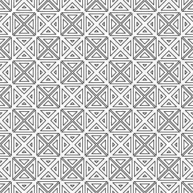 Beyaz arka planda siyah geometrik süsleme. Web, Tekstil ve duvar kağıtları için seamless modeli