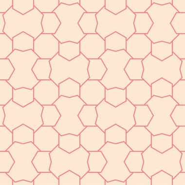 Kırmızı ve bej geometrik süsleme. Web, Tekstil ve duvar kağıtları için seamless modeli
