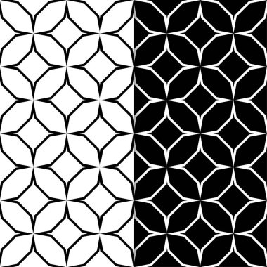 Siyah ve beyaz geometrik süsler. Web, Tekstil ve duvar kağıtları için dikişsiz desen seti