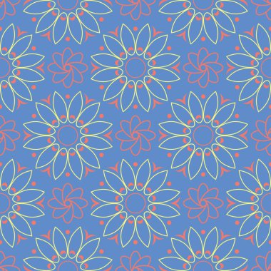 Çiçek mavi seamless modeli. Renkli çiçek arka plan duvar kağıtları, Tekstil ve kumaş için