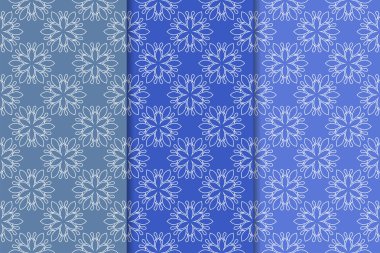 Çiçek süsler kümesi. Mavi dikey Dikişsiz desen. Duvar kağıdı arka plan