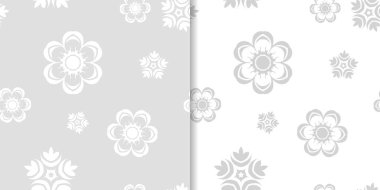 Işık gri çiçek arka planlar. Tekstil ve duvar kağıtları için dikişsiz desen seti