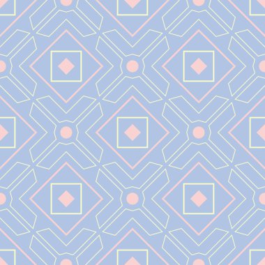 Duvar kağıtları, Tekstil ve kumaş için bej ve pembe elemanları ile geometrik mavi seamless modeli