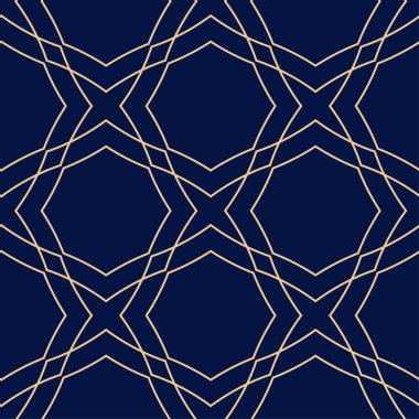 Altın mavi geometrik süsleme. Web, Tekstil ve duvar kağıtları için seamless modeli