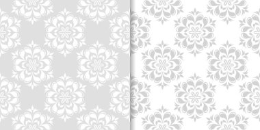 Işık gri çiçek arka planlar. Tekstil ve duvar kağıtları için dikişsiz desen seti