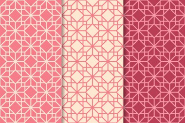 Web, Tekstil ve duvar kağıtları için dikey Dikişsiz desen kiraz kırmızı geometrik dizi