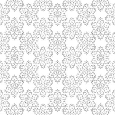 Siyah beyaz tek renkli çiçek seamless modeli