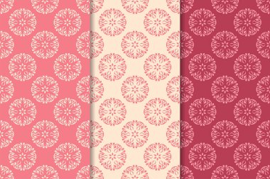 Kiraz kırmızı çiçekli süsler. Dikey Dikişsiz desen seti. Duvar kağıdı arka plan