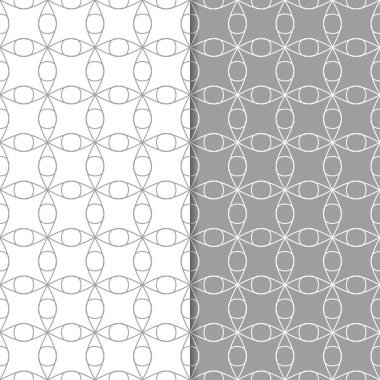 Gri ve beyaz geometrik süsler. Web, Tekstil ve duvar kağıtları için dikişsiz desen seti