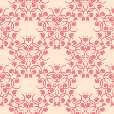 Bej renkli arka plan üzerinde kırmızı çiçek tasarım. Tekstil ve duvar kağıtları için seamless modeli