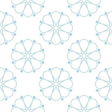 Hafif mavi ve beyaz çiçek süsleme. Tekstil ve duvar kağıtları için seamless modeli