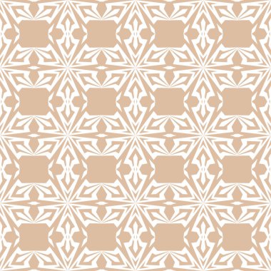 Bej renkli arka plan üzerinde beyaz çiçek süsleme. Tekstil ve duvar kağıtları için seamless modeli