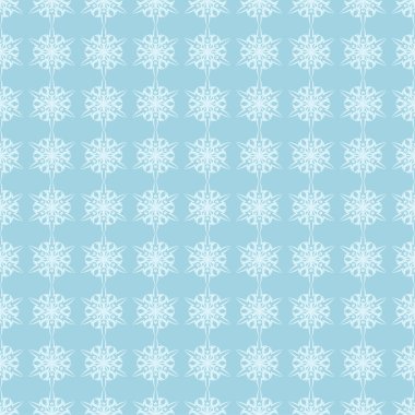 Mavi zemin üzerine beyaz çiçek tasarım. Tekstil ve duvar kağıtları için sorunsuz süsleme