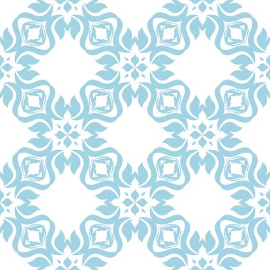 Beyaz zemin üzerine mavi çiçekler. Tekstil ve duvar kağıtları için süs seamless modeli