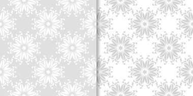 Işık gri çiçek süsler. Tekstil ve duvar kağıtları için dikişsiz desen seti