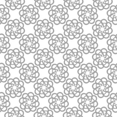 Beyaz arka plan üzerine açık gri çiçek süsleme. Tekstil ve duvar kağıtları için seamless modeli