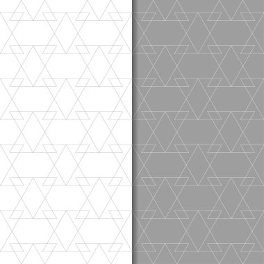 Gri ve beyaz geometrik parmak izi. Dikişsiz desen seti
