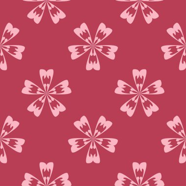 Kırmızı zemin üzerine çiçek süsleme. Tekstil ve duvar kağıtları için seamless modeli