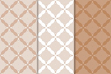 Geometrik süsler kümesi. Kahverengi ve beyaz Dikişsiz desen web, Tekstil ve duvar kağıtları için