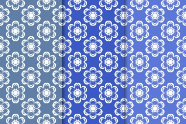Çiçek süsler kümesi. Mavi dikey Dikişsiz desen. Duvar kağıdı arka plan