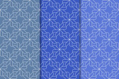 Mavi geometrik süsler. Web, Tekstil ve duvar kağıtları için dikey Dikişsiz desen seti