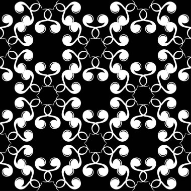 Siyah arka plan üzerine beyaz çiçek tasarım. Tekstil ve duvar kağıtları için seamless modeli