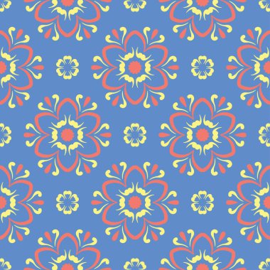 Çiçek mavi seamless modeli. Renkli çiçek arka plan duvar kağıtları, Tekstil ve kumaş için