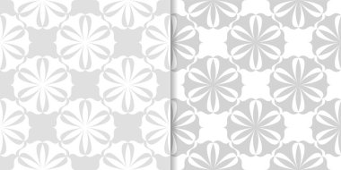 Işık gri çiçek süs tasarımlar. Tekstil ve duvar kağıtları için dikişsiz desen seti