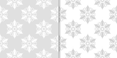 Işık gri çiçek arka planlar. Tekstil ve duvar kağıtları için dikişsiz desen seti