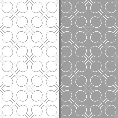 Gri ve beyaz geometrik süsler. Web, Tekstil ve duvar kağıtları için dikişsiz desen seti
