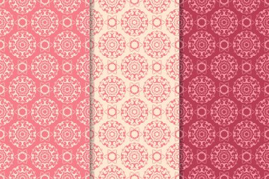 Çiçek süsler kümesi. Kiraz kırmızısı dikey Dikişsiz desen. Duvar kağıdı arka plan