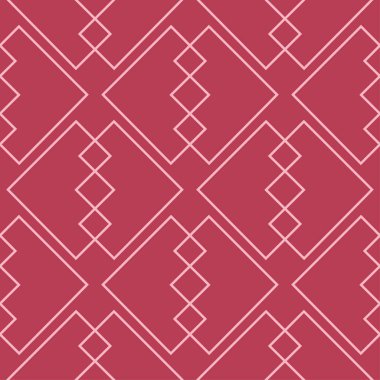 Kırmızı ve soluk pembe geometrik süsleme. Web, Tekstil ve duvar kağıtları için seamless modeli