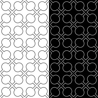 Siyah ve beyaz geometrik süsler. Web, Tekstil ve duvar kağıtları için dikişsiz desen seti