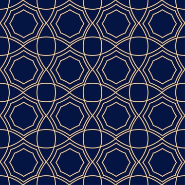 Altın mavi geometrik süsleme. Web, Tekstil ve duvar kağıtları için seamless modeli