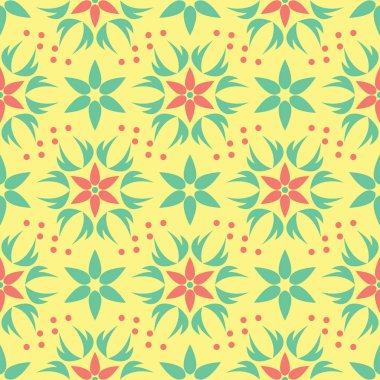 Çiçek seamless modeli. Arka plan duvar kağıtları, Tekstil ve kumaş için pembe ve yeşil çiçek öğeleri ile parlak renkli