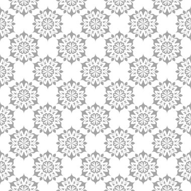 Işık gri çiçek sorunsuz süsleme beyaz arka plan üzerinde. Tekstil ve duvar kağıtları için seamless modeli