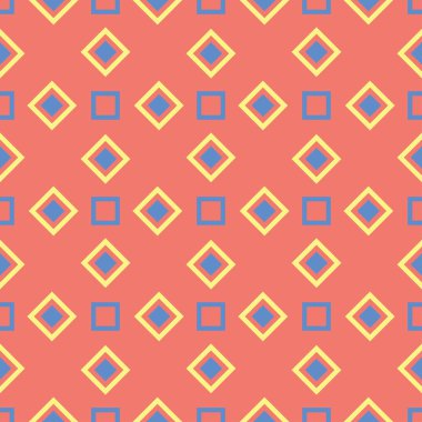 Turuncu seamless modeli. Parlak geometrik arka plan duvar kağıtları ve Tekstil için mavi ve sarı tasarımı ile