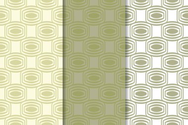 Zeytin yeşili ve beyaz geometrik süsler. Web, Tekstil ve duvar kağıtları için dikey Dikişsiz desen seti