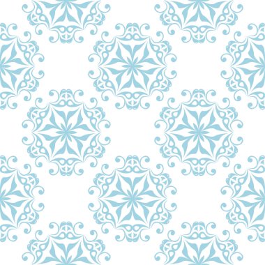 Beyaz zemin üzerine mavi çiçek seamless modeli. Tekstil ve duvar kağıtları için sorunsuz tasarım