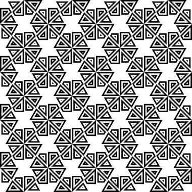 Beyaz arka planda siyah geometrik süsleme. Web, Tekstil ve duvar kağıtları için seamless modeli