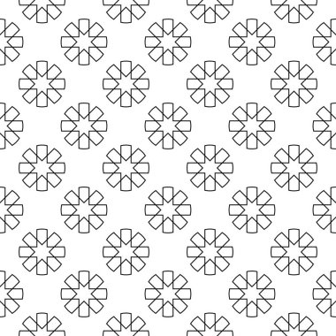 Beyaz arka planda siyah geometrik yazdır. Web, Tekstil ve duvar kağıtları için seamless modeli