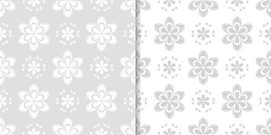 Işık gri çiçek arka planlar. Tekstil ve duvar kağıtları için dikişsiz desen seti