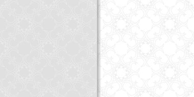 Işık gri çiçek süs tasarımlar. Tekstil ve duvar kağıtları için dikişsiz desen seti